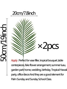 Nejlue Artificial Flowers/Plants1111 Home & Living 2pcs Artificial Palm Leaf, Modern Plastic Fake Palm Leaf For Home Decor - Dark Green - View 2