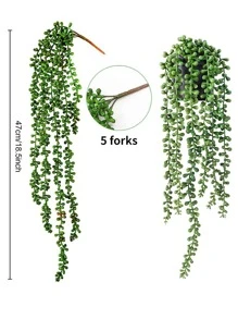 1pc Plastic Artificial Leaf Vine, Cottagecore Simulation Plant Green Vine For Outdoor, Home Decoration - Green - View 3