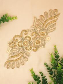 2 miếng dán thêu hoa, thêu polyester hiện đại để may vá - Vàng - Xem 2