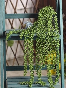 1pc Plastic Artificial Leaf Vine, Cottagecore Simulation Plant Green Vine For Outdoor, Home Decoration - Green - View 2