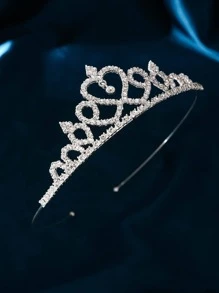 1pc Fashionable Simple Silver Princess Crown Hair Accessory For Wedding Elegant Royal Tiaras Valentine's Day Valentines