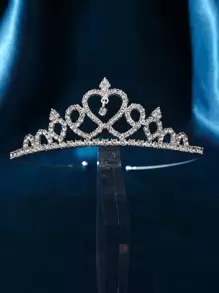 1pc Fashionable Simple Silver Princess Crown Hair Accessory For Wedding Elegant Royal Tiaras Valentine's Day Valentines