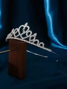 1pc Fashionable Simple Silver Princess Crown Hair Accessory For Wedding Elegant Royal Tiaras Valentine's Day Valentines