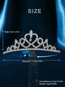 1pc Fashionable Simple Silver Princess Crown Hair Accessory For Wedding Elegant Royal Tiaras Valentine's Day Valentines