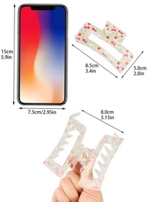 1pc 8.5cm Square Cherry Fruit Print Hair Claw Claw Clips Hair Clips Hair Jaw Clip Hair Clamps Hair Clutch Hair Catcher Clip, School Stuff, College Fall Winter Hair Accessories For Women For Vacation Outfits Woman - Multicolor - View 4