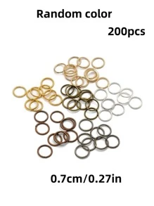 200入組/套鐵製DIY跳環，時尚隨機顏色DIY分體式跳環，用於珠寶製作 - 彩色 - 查看 2