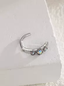 1pc Funky Stainless Steel Cubic Zirconia Decor Navel Belly Ring For Women For Daily Decoration - Multicolor - View 2