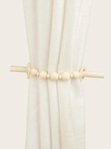 1pc Wooden Curtain Holdback, Modern Bead Decor Curtain Buckle For Home Decoration - Beige - View 1