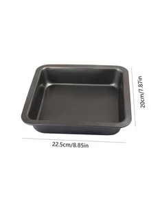 1pc Carbon Steel Pizza Pan, Modern Black Square Pizza Tray For Kitchen - Black - View 3