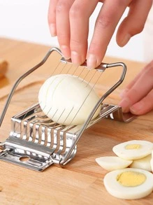1 pieza Cortador de huevos de acero inoxidable huevo diariamente plata para cocina - Plateado - Ver 1