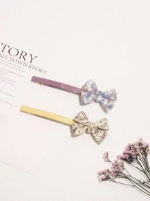 女性圖案蝴蝶結裝飾時尚髮夾適用於日常 - 彩色 - 查看 1