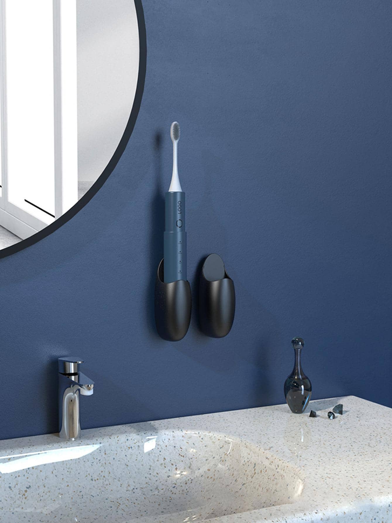 1入組矽膠掛壁式牙刷收納現代免打孔壁掛式電動牙刷架適用於浴室