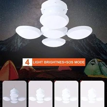 Solar Camping Lantern, Portable Tent Lamp with Hanging Hook, Folding LED Football Bulbs Rechargeable USB Camping Lights for Home, Office, Tent, Car, Emergency Outages (2pack) - 白色 - 查看 5