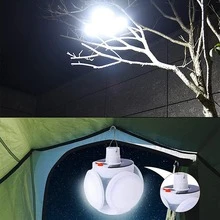 Solar Camping Lantern, Portable Tent Lamp with Hanging Hook, Folding LED Football Bulbs Rechargeable USB Camping Lights for Home, Office, Tent, Car, Emergency Outages (2pack) - 白色 - 查看 6