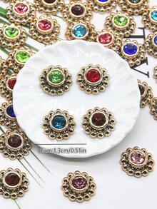 50 Cái/bộ Nhựa May Trang Trí Vải Sáng Tạo Kim Cương Giả Trang Trí Hình Hoa May Trang Trí Vải Cho Nghề Thủ Công - Nhiều màu - Xem 3
