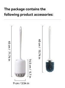 WORTHBUY 1pc Multifunction Plastic Toilet Brush With Base, Wall Mounted Closestool Cleaning Brush For Bathroom - White - View 7