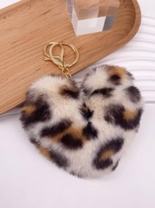 1 Piece Plush Heart Keychain With Colorful Leopard Print - Fashionable & Fun Accessory For Bags - Perfect Small Gift! Valentine's Day Valentines Backpack For School Car Accessories Cute Goth Y2k Bag Charms Car Accessories Teacher Friend Sister Gift Ideas - Beige - View 12