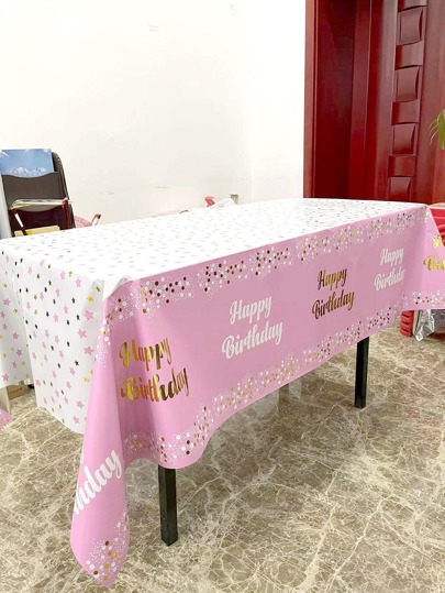 1 pieza de Mantel desechable impermeable y a prueba de grasa con impresión en inglés para fiesta de cumpleaños, nuevo mantel de mesa de aluminio y plástico para Día de San Valentín, de vuelta a la escuela