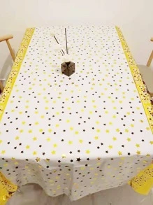 1pc English Text Printed Disposable Oil-Proof Waterproof Plastic Tablecloth For Birthday Party, Back To School Valentine Day