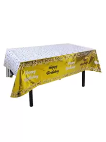 1pc English Text Printed Disposable Oil-Proof Waterproof Plastic Tablecloth For Birthday Party, Back To School Valentine Day