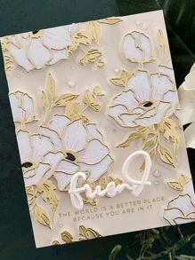 1pc Iron Cutting Die, Flower Design Etched Stencil Craft Die For DIY - Silver - View 2