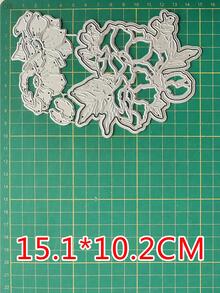 1pc Iron Cutting Die, Flower Design Etched Stencil Craft Die For DIY - Silver - View 4