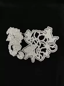 1pc Iron Cutting Die, Flower Design Etched Stencil Craft Die For DIY - Silver - View 3