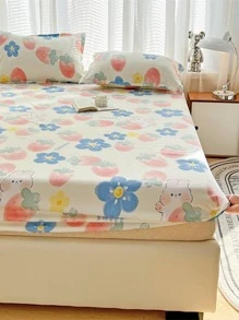 1 pieza Sábana bajera con patrón de flor - Multicolor - Ver 4