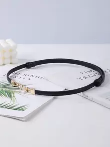 时尚女士多功能仿珍珠扣腰带，长度可调，适合日常佩戴万圣节夏季、学校秋季、秋季、万圣节 - 黑色 - 查看 4