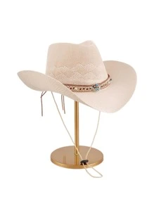 腰帶裝飾帽 - 米色 - 查看 3