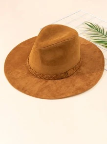 Sombrero fedora con diseño trenzado - Caqui - Ver 2