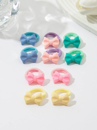 10入組女性蝴蝶結裝飾時尚髮圈適用於日常