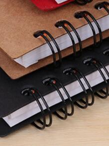 1入組素色螺旋筆記本帶索引便籤和1入組筆，簡單便攜多用途日記本筆記本適用於學校、學生、辦公室 - 紅色 - 查看 4