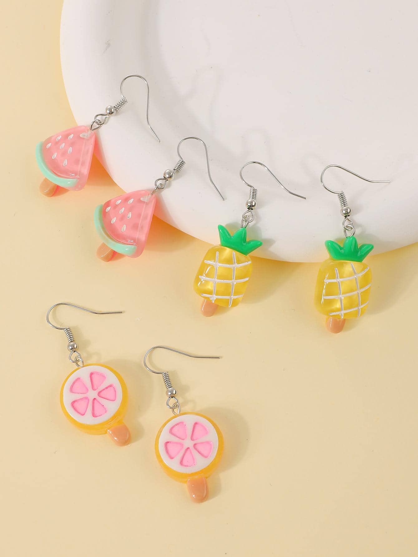 3對水果和冰棒耳墜 - 彩色 - 查看 1