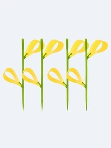 4pcs/set PP Armyworm Plate, Minimalist Yellow Plant Support For Garden - Yellow - View 2