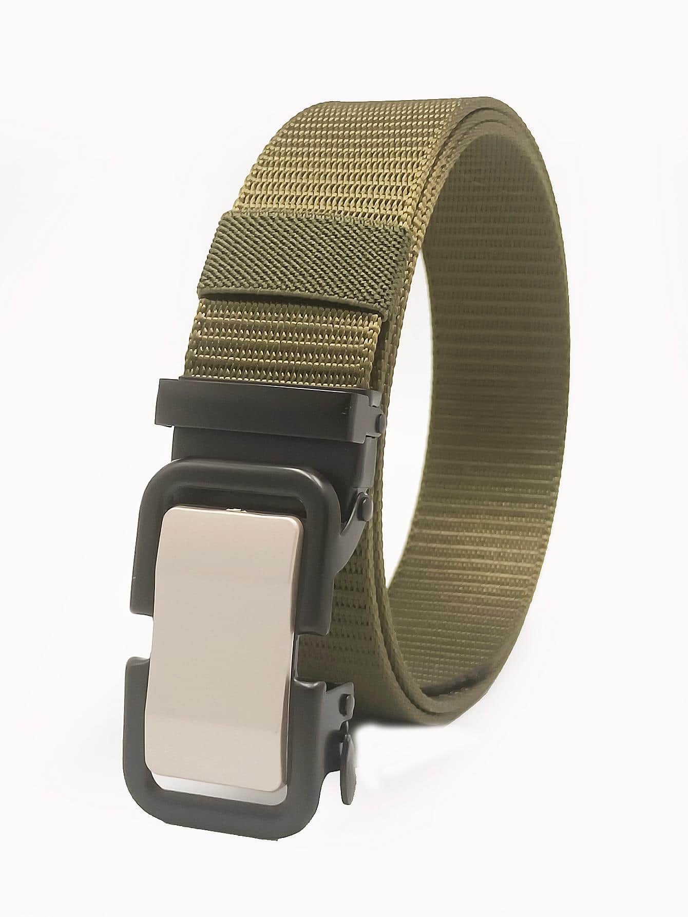 1入組男士透氣休閒自動扣軟帶腰帶適用於日常 - 軍綠色 - 查看 1