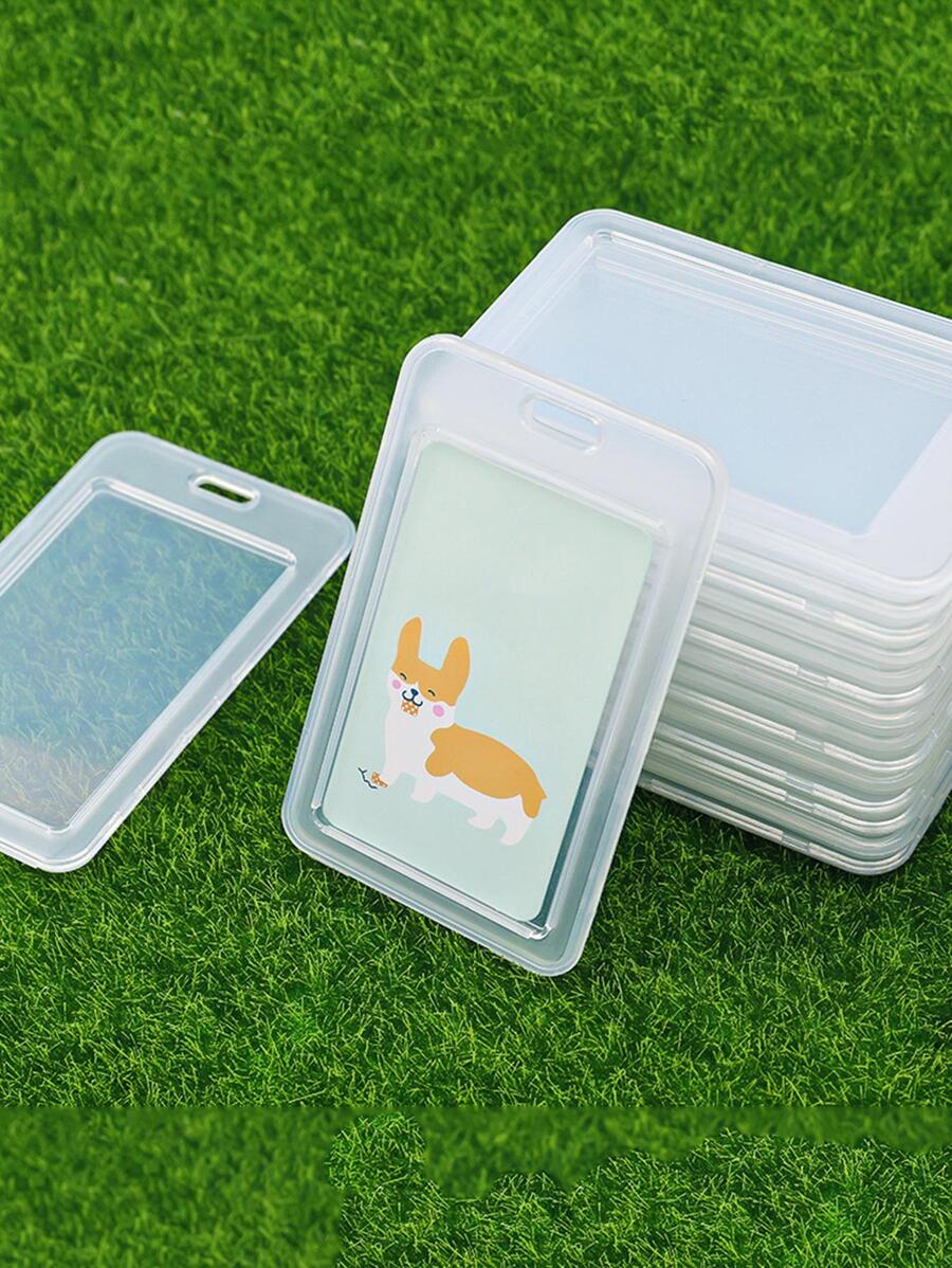 8 cái Bìa thẻ rõ ràng, Giá đỡ huy hiệu trong suốt bằng nhựa đơn giản cho văn phòng, trường học - Trong sáng - Xem 1
