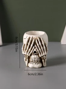 1入組骷髏形狀蠟燭現代合成樹脂燭台適用於家庭裝飾 - 白色 - 查看 4