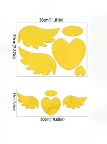5入組翅膀和心形鏡子牆現代心形裝飾鏡子裝飾用品 - 銀色 - 查看 2