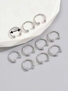 10入組極簡鼻環 - 銀色 - 查看 3