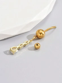 1 Giọt Nước Mặt Dây Chuyền Đính Đá Cubic Zirconia Bụng Nhẫn Y2K Thép Không Gỉ Không Gây Dị Ứng Trang Sức Khuyên - Vàng - Xem 4