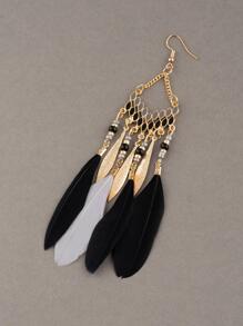 羽毛圖案流蘇耳墜 - 彩色 - 查看 5