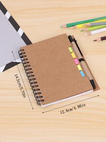 1pc Solid Color Spiral Notebook With Index Sticky Note & 1pc Pen, Simple Portable Multi-purpose Journal Notebook For School, Student, Office - Blue - View 7
