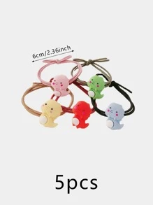 5入組卡通恐龍設計髮圈 - 彩色 - 查看 2