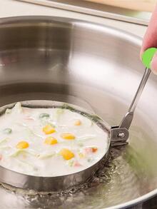 5 piezas Anillo para freír huevo de acero inoxidable huevo moderno con corazón & con diseño floral para casa - Plateado - Ver 5