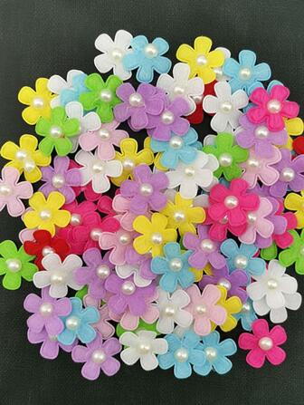 1 件装花朵图案仿珍珠装饰 DIY 缝纫装饰