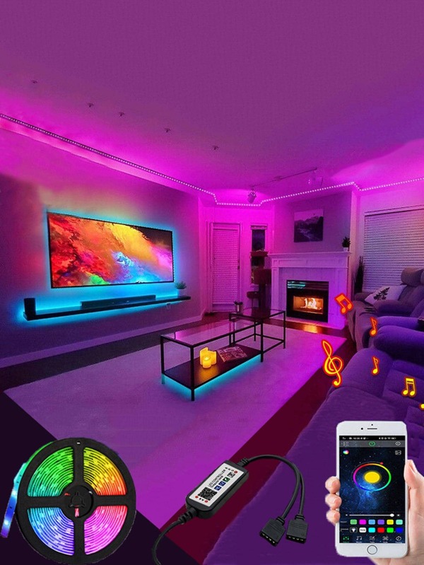 1pc App Controlled Smart RGB Led Strip Light For Party And Bedroom