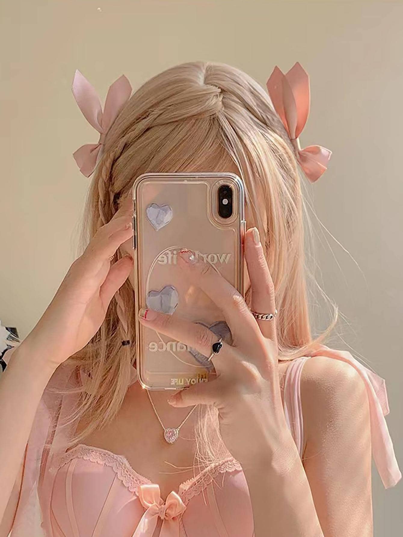 Cute 2pcs Women Bow Decor Fashionable Alligator Hair Clip For Hair Decoration For Back To School - Pink - View 1