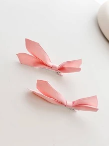Cute 2pcs Women Bow Decor Fashionable Alligator Hair Clip For Hair Decoration For Back To School - Pink - View 2
