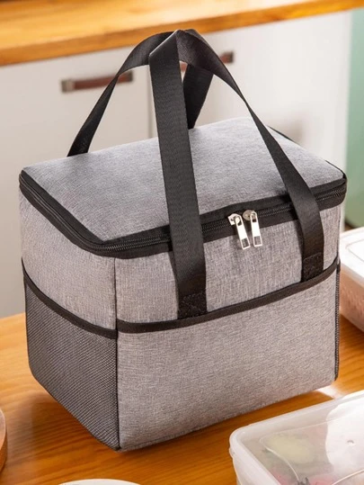1入組大容量午餐現代便攜滌綸可重複使用午餐袋適用於辦公室學校野餐海灘